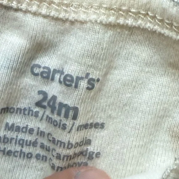 Carters|Baby girl/toddler Floral Long Sleeve cream Onesie & Olive Jogger pants• - Picture 6 of 7